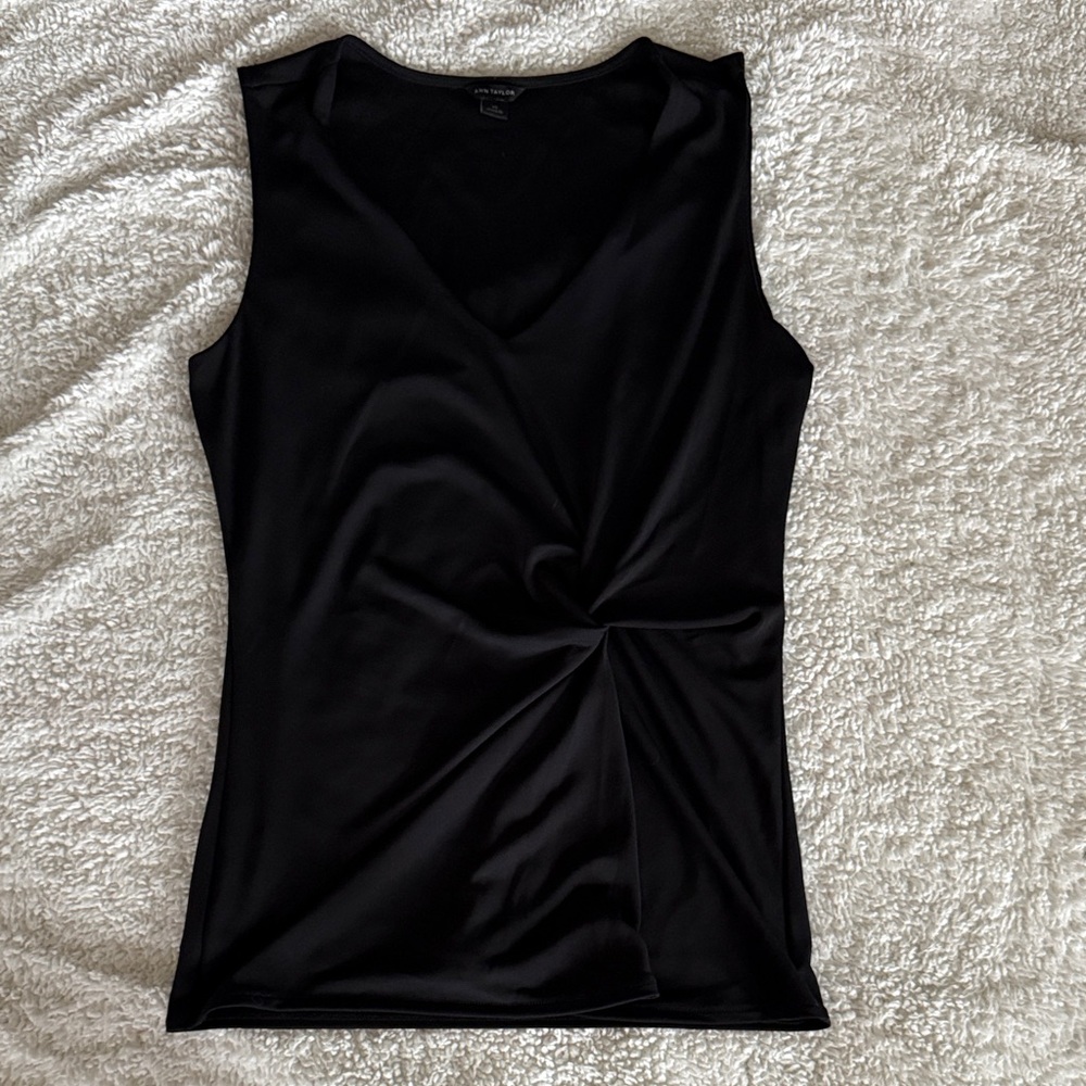 Ann Taylor Black Twist Front Tank Top